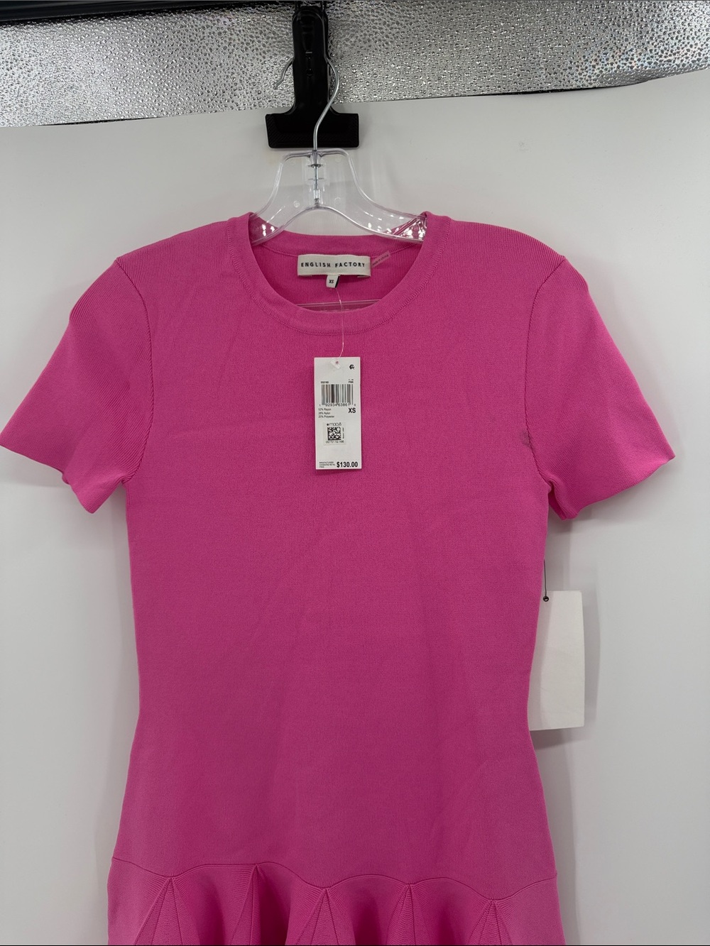 English Factory Women's Pleated Skirt Drop-Waist Dress - Pink/White - XS - NWT - Picture 3 of 8